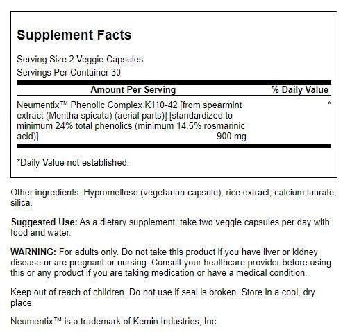 Swanson Premium Brand Nootropic Brain Food - Featuring Neumentix 450 mg 60 Veg Caps