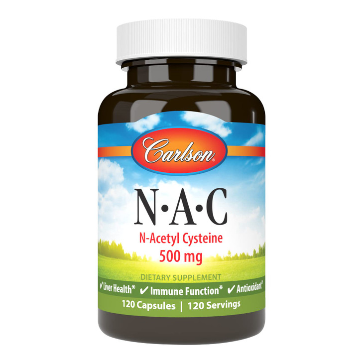 Carlson - NAC, N-Acetyl Cysteine, 500mg, Liver Health, Immune Function, Antioxidant, 120 Vegetarian Capsules