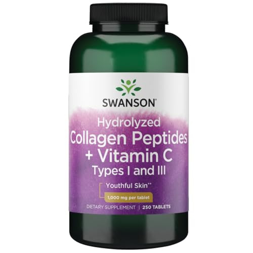 Swanson Hydrolyzed Collagen Peptides + Vitamin C Types I and Iii 1,000 mg 250 Tabs