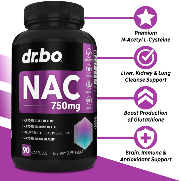NAC Supplement N-Acetyl Cysteine Pills - 750mg N Acetyl Cysteine Pure Vitamin Capsule - Daily Liver Support Formula for Lung Cleanse Health, Kidney D