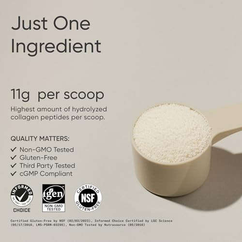 Sports Research Collagen Peptides - Hydrolyzed Type 1 & 3 Collagen Powder Protein Supplement for Healthy Skin, Nails, & Joints - Easy Mixing Vital Nu