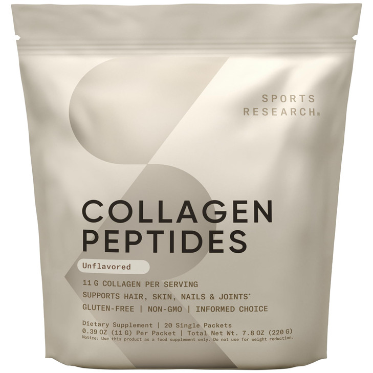 Sports Research Collagen Peptides - Hydrolyzed Type 1 & 3 Collagen Powder Protein Supplement for Healthy Skin, Nails, & Joints - Easy Mixing Vital Nu