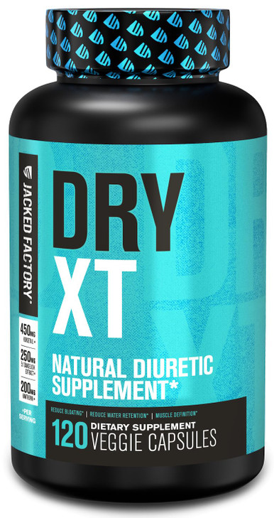 Jacked Factory Dry-XT Diuretic Water Pills - Natural Supplement | Reduces Water Retention & Bloating | Dandelion Root Extract, Potassium, 7 More Powe