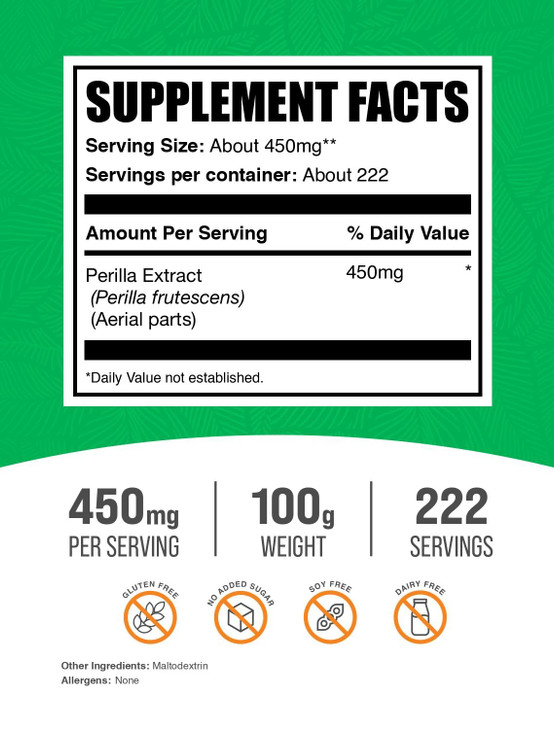 BulkSupplements.com Perilla Extract Powder - Perilla Frutescens Supplement, Herbal Supplement - Vegan & Gluten Free, 450mg per Serving, 100g (3.5 oz)