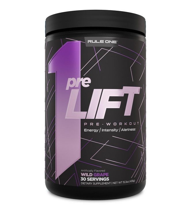 Rule 1 preLIFT Pre-Workout, 6g Citrulline, 3.2g Beta Alanine, 3 Caffeine Sources + 20 Others for Energy, Alertness, & Endurance (30 Servings, Wild Gr