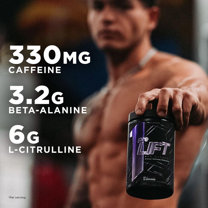 Rule 1 preLIFT Pre-Workout, 6g Citrulline, 3.2g Beta Alanine, 3 Caffeine Sources + 20 Others for Energy, Alertness, & Endurance (30 Servings, Wild Gr
