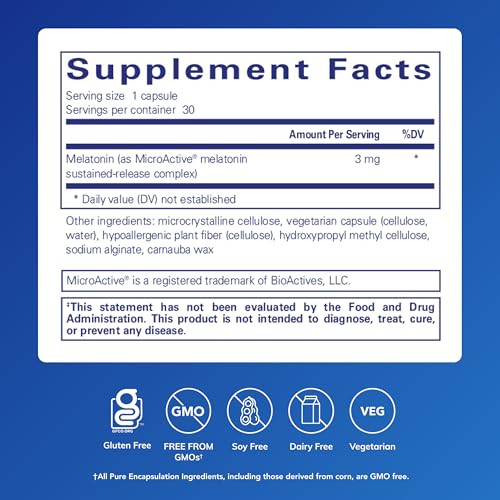Pure Encapsulations Melatonin-SR - Extended Release Melatonin - Supports Restful Sleep* - Sleep Supplement - Gluten Free & Vegan - 30 Capsules