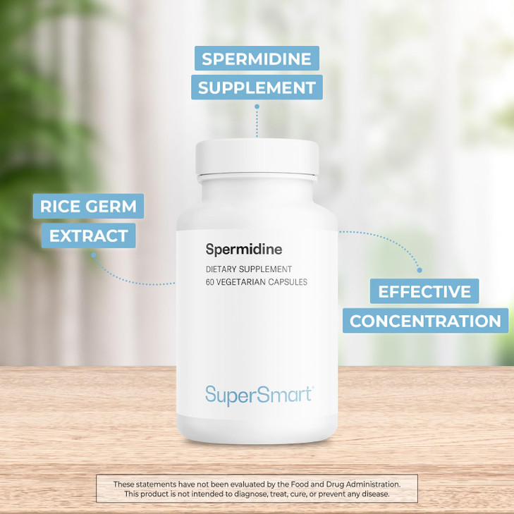 Supersmart - Spermidine 3mg per Day - Rice Starch Extract Supplement | Non-GMO & Gluten Free - 60 Vegetarian Capsules