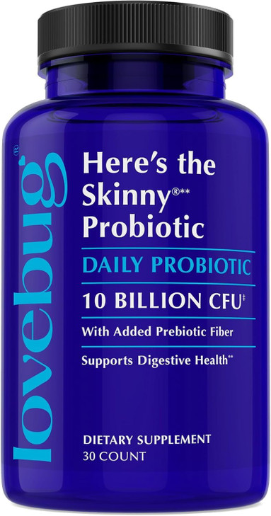 LOVEBUG Skinny Prebiotics and Probiotics for Women Digestive Health & Immune Support - 10 Billion CFU Probiotic Strains Gut Health, Gas, Constipation