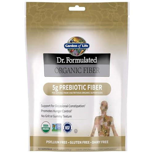 Garden of Life Dr Formulated Organic Fiber Supplement Powder Unflavored, Sugar Free, Psyllium Free Prebiotic Superfoods, Constipation Relief and Hung