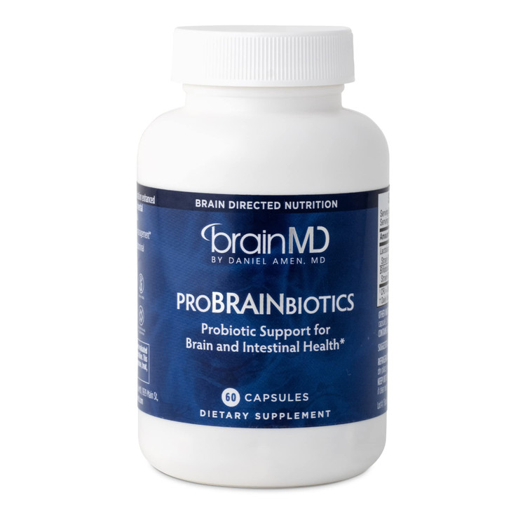 BRAINMD Dr Amen ProBRAINbiotics - 3 Billion CFU, 60 Capsules - Promotes Gut Health - Gluten Free - 60 Servings