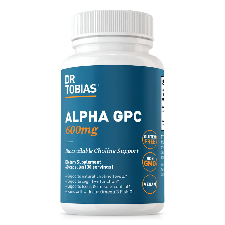 Dr. Tobias Alpha GPC 600mg Per Serving - Bioavailable Choline Supplements for Brain, Memory and Focus - Premium Nootropic Alpha GPC Choline Supplemen