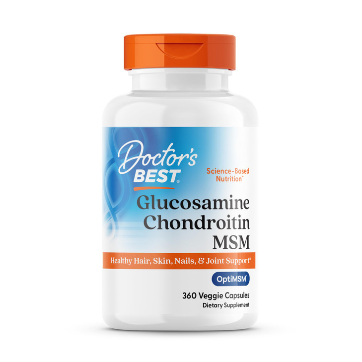 Doctor's Best Glucosamine Chondroitin Msm with OptiMSM Capsules, Joint Support Supplement Supports Healthy Joint Structure, Function & Comfort, Non-G