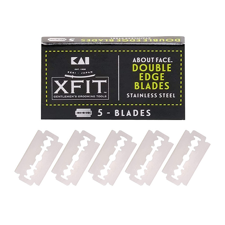 Double Edge Safety Razor blades by Kai Xfit (5 Blades); Durable Stainless-steel Razor blades with Superior Cutting Edge for Precision Shaving; Multip