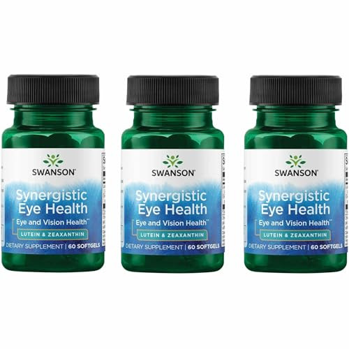 Swanson Lutein & Zeaxanthin Synergistic Eye Health Vision Retina Macula Supplement (Lutein 20 mg & OmniXan Zeaxanthin 2 mg) 60 Softgels Sgels (3 Pack