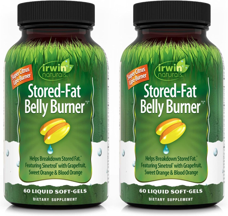 Irwin Naturals Stored-Fat Belly Burner - 60 Liquid Soft-Gels, Pack of 2 - Helps Support The Breakdown of Stored Fat - 40 Total Servings