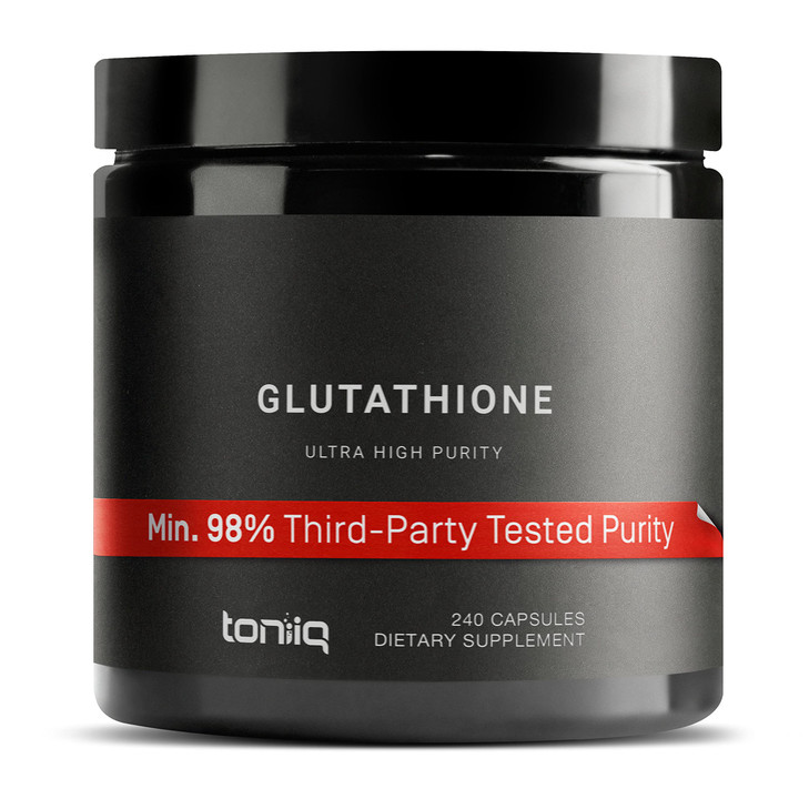Toniiq Ultra High Strength Glutathione Capsules - 1000mg Concentrated Formula - 98%+ Highly Purified and Bioavailable - Non-GMO Fermentation - 240 Ca