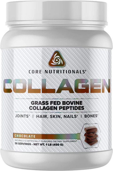 Core Nutritionals Hydrolyzed Collagen Peptides | Type I & III from Grass Fed Bovine | Hair, Skin, & Nails | Bone & Joint Support | 1 Pound (Chocolate