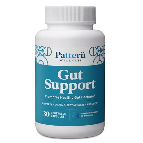 Pattern Wellness Gut Support Supplement - Digestive Support - Probiotic + Prebiotic Blend - Vegan, Non-GMO - 3rd Party Lab Tested - 30 Capsules