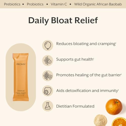ProMix Nutrition Debloat Prebiotics and Probiotics with Baobab - Rich in Vitamin C, Bloating Relief, Immune Support - Orange - 30 Servings (Pack of 3