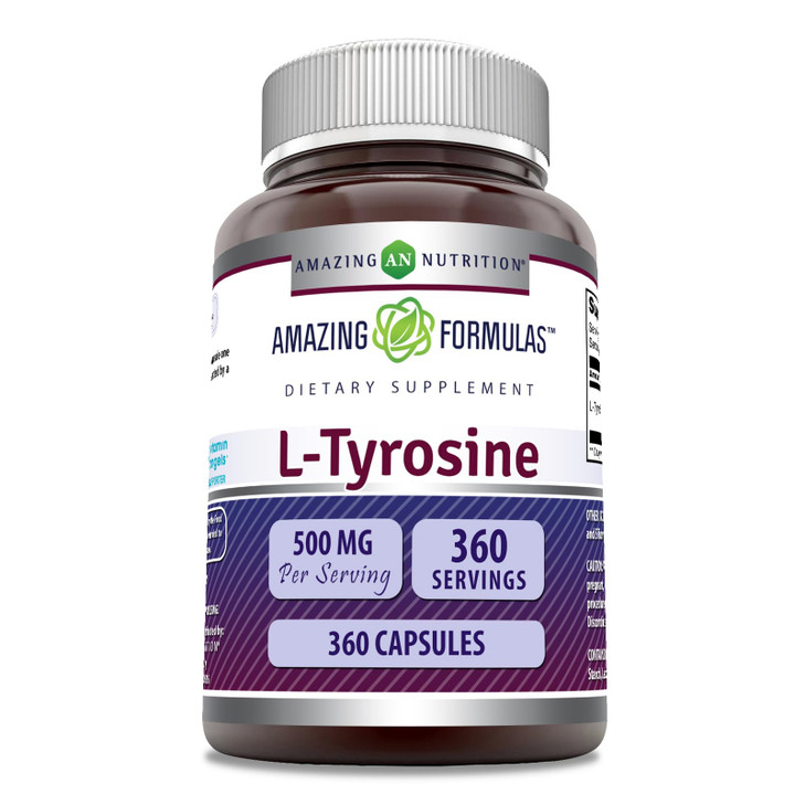 Amazing Formulas L-Tyrosine 500 mg Capsules | Amino Acid Supplement | Non-GMO | Gluten Free | Made in USA (360 Count)