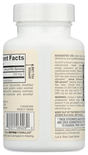 Jarrow Formulas QH-absorb 200 mg - 60 Softgels - High Absorption Co-Q10 - Active Antioxidant Form of Co-Q10 - Supports Mitochondrial Energy Productio