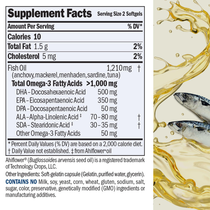 ANDREW LESSMAN Maximum Essential Omega-3 Unflavored, 180 Softgels - Ultra-Pure Omega-3 Fish Oil 1200 mg-High DHA, No Mercury Supplement-Small, Easy t