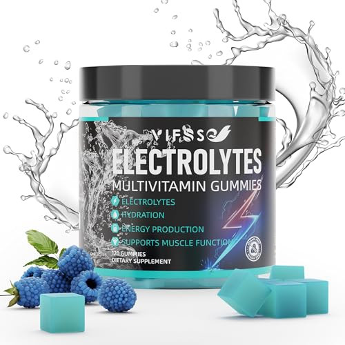 VIFSSG Electrolytes Gummies No Sugar, 120 Chewable Electrolyte Gummies with 6 Electrolytes for Runners and Endurance Sports, Refreshing Blue Raspberr