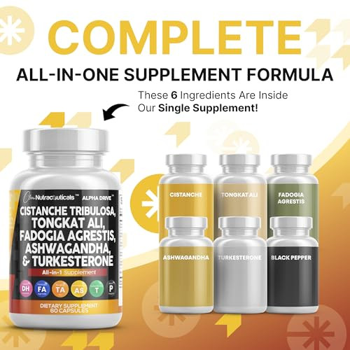 Clean Nutra Cistanche Tribulosa Fadogia Agrestis Tongkat Ali Turkesterone Pills Ashwagandha Capsules Supplement for Men - 60 Count