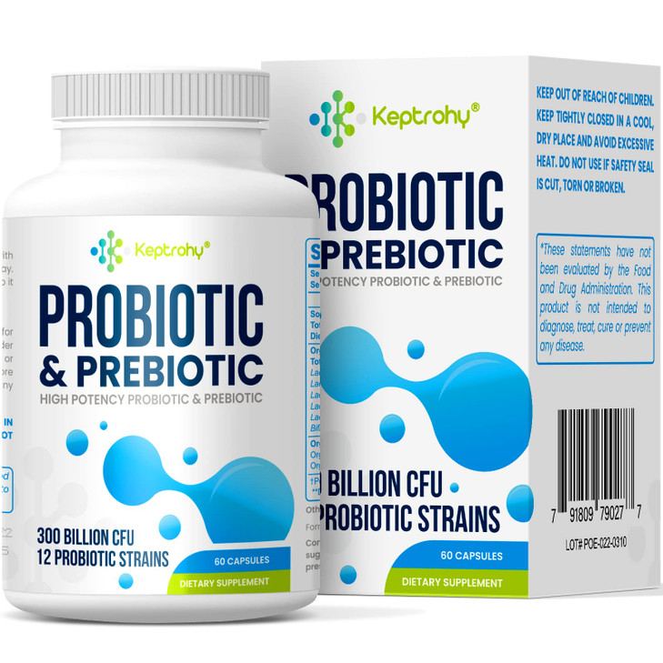 Probiotics for Women & Men, 300 Billion CFU Probiotics from 12 Strains + Organic Prebiotics Blend for Daily Digestive, Immune, Gut, Bloating, Gut Hea