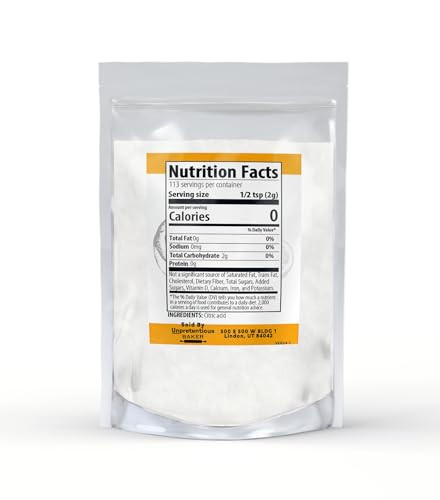 Unpretentious Citric Acid, 8 oz, Non-GMO, No Additives, Cleaning & Baking