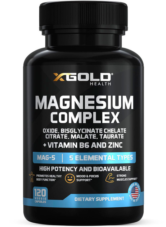 Micronized Magnesium Complex Plus B6 | Zinc Magnesium Oxide, Bisglycinate Chelate,Citrate, Malate | Taurate | Bones, Muscle, Energy,Immune System Hig