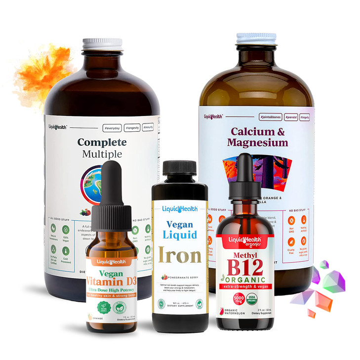 LIQUIDHEALTH Ultimate Bariatric Liquid Vitamin Supplement Bundle - Daily Bariatric Multivitamin with Iron, Calcium, Magnesium, Vegan Vitamin D3 & Org