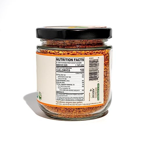 Greenbow Organic Bee Pollen - 100% USDA Certified Organic, Non-GMO, Halal, Kosher Certified, Pure & Natural Bee Pollen - Superfood Packed with Protei