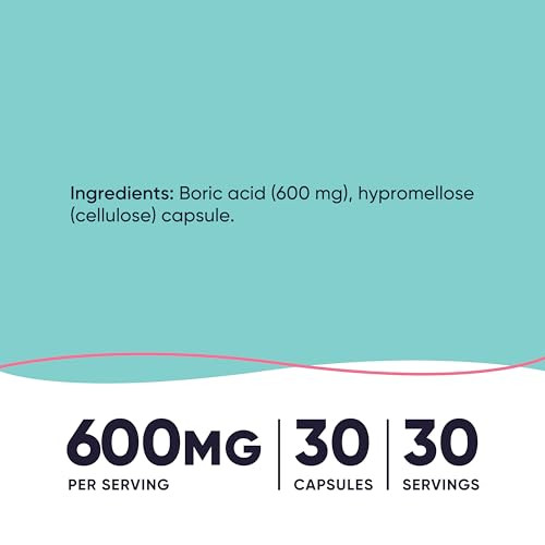 Nutricost Boric Acid 600mg, 30 Capsules - Vaginal Suppository - Non-GMO - for Women