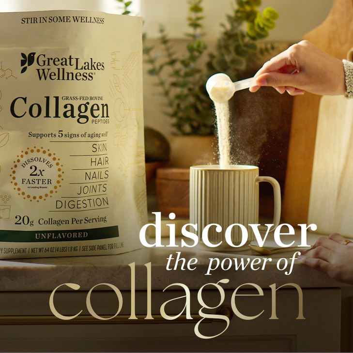 Great Lakes Wellness Beauty Boost Advanced Collagen Peptides Powder with Hyaluronic Acid, Biotin, Vitamin C - Skin Elasticity and Hydration - Raspber