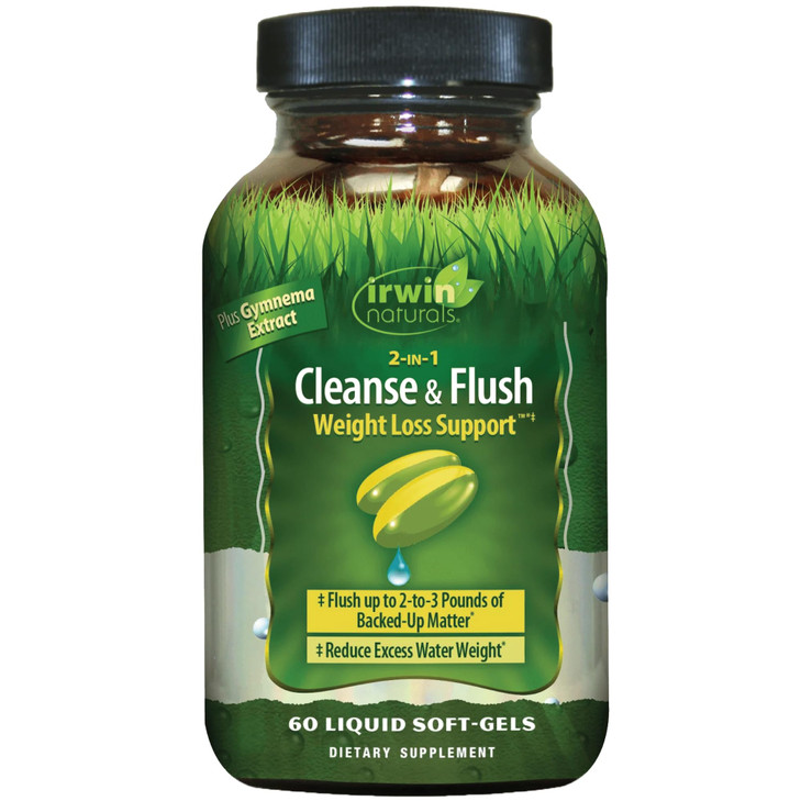 Irwin Naturals 2-in-1 Cleanse & Flush Weight Loss Support - 60 Liquid Soft-Gels - Flushes Digestive Tract & Reduces Bloating - 30 Total Servings