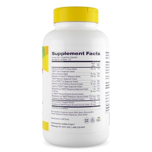 Healthy Origins Chelated Multi Mineral (Albion Minerals, Bioavailable, Non-GMO, Gluten Free), 120 Veggie Caps