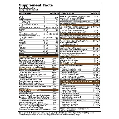 Vibrant Health, Green Vibrance, Plant-Based Superfood Powder, Vegan Friendly, Chocolate Coconut, 25 Servings