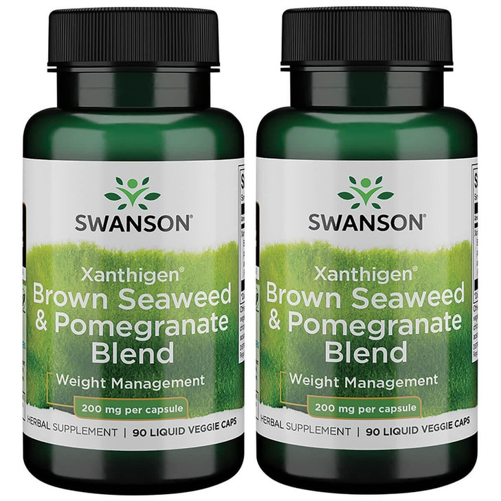 Swanson Xanthigen- Brown Seaweed & Pomegranate Blend- 200 Milligrams, 90 Liquid Veggie Caps (2 Pack)