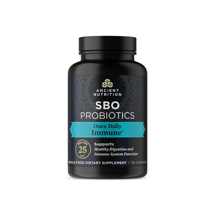 Ancient Nutrition Probiotics for Immune Support, SBO Once Daily Probiotics with Vitamin C and Vitamin D, 30Ct for Healthy Digestion and Immune System