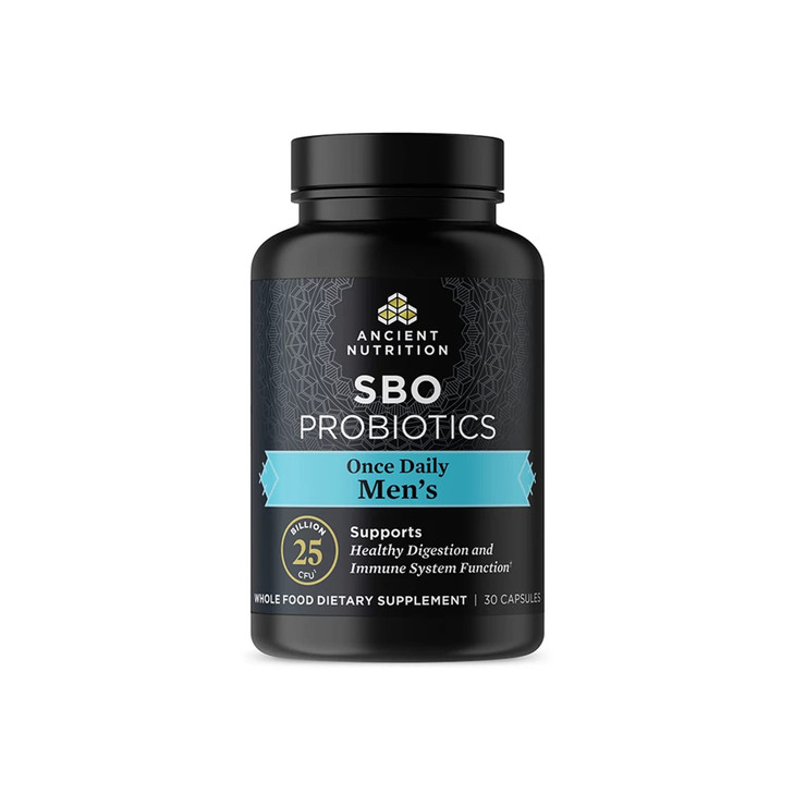 Ancient Nutrition Probiotics for Men, SBO Probiotics Men's Once Daily 30 Ct, for Healthy Digestion and Immune System Function Support, 25 Billion CFU