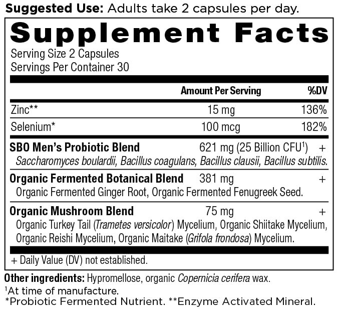 Ancient Nutrition Probiotics for Men, SBO Probiotics Men's 60 Ct, for Gut Health, Digestive and Immune Support, Boosts Muscle Mass and Fat Metabolism