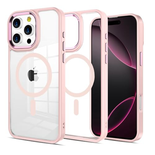 PinLiSheng Magnetic for iPhone 16 Pro Max Case [Anti-Yellowing] [Compatible with Magsafe] [Military Grade Protection] Shockproof Clear Hard Back Slim
