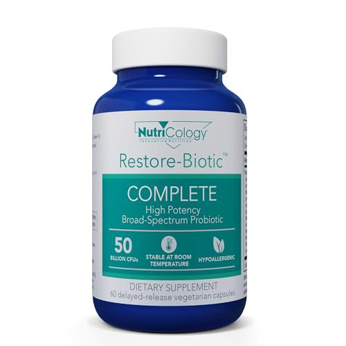 Nutricology Restore-Biotic Complete - High Potency Probiotic, No Refrigeration - 60 Vegetarian Capsules