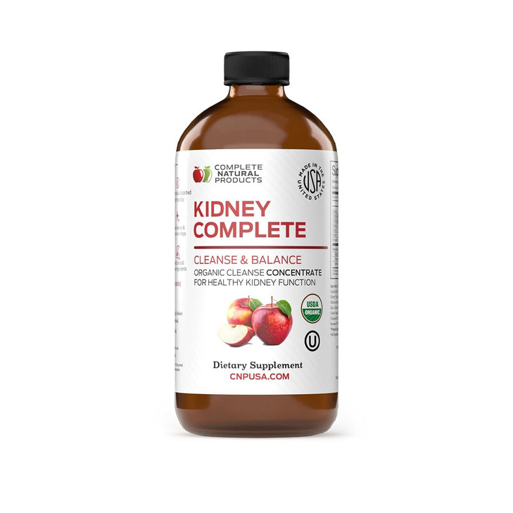 Complete Natural Kidney Complete - Liquid Dietary Supplement for Kidney Support, Cleanse, and Detox with Apple Cider Vinegar, Lemon, Organic Chanca P