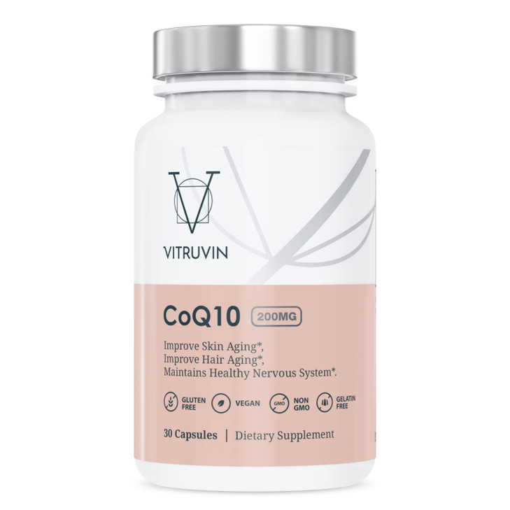 Vitruvin Beauty + Comfort Pack COQ10 200mg + Trans- Resveratrol 500mg + Curcumin 500mg, Vegan, Non-GMO, Gluten-Free, Gelatin-Free. Healthy Skin, Hear