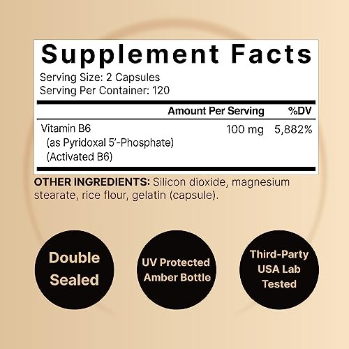 NatureBell P5P Vitamin B6 100mg Per Serving, 240 Capsules | Activated Pyridoxal 5 Phosphate Supplements  Essential B Vitamins for Brain & Memory Hea