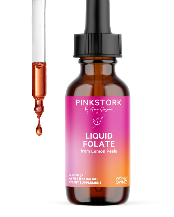 Pink Stork Liquid Folate Drops  5-MTHF Methylfolate B9 Vitamin | Liquid Folic Acid Alternative for Women | Prenatal Folate, Non-GMO, Vegan, Sublingu