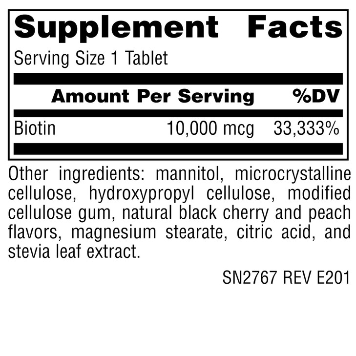 Source Naturals Biotin Fast Melt, Hair Skin and Nail Support*, 10,000 mcg - 120 Tablets